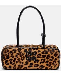 Miu Miu - Leopard-Print Calf Hair Shoulder Bag - Lyst