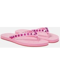 Christian Louboutin Loubi Flip Spikes Donna Thong Sandals in Black | Lyst
