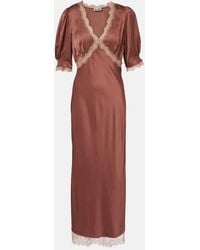 RIXO London - Annina Lace-Trimmed Satin Maxi Dress - Lyst