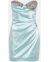 Area - Crystal-Embellished Satin Minidress - Lyst