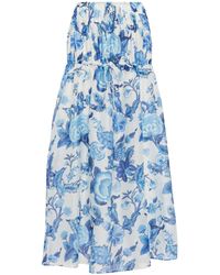 Sir. The Label Exclusive To Mytheresa – Floral Cotton And Silk Maxi Skirt - Blue