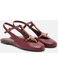 Etro - Embellished Leather Slingback Flats - Lyst