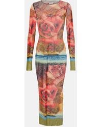 Jean Paul Gaultier - Roses Print Mesh Long Dress - Lyst