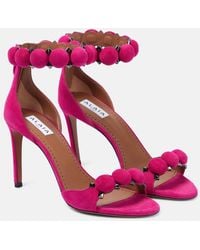 Alaïa - Bombe Stud Suede Ankle-Wrap High-Heel Sandals - Lyst