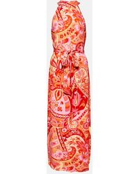 RIXO London - Celeste Printed Crepe De Chine Midi Dress - Lyst