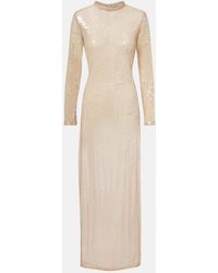 Adriana Degreas - Sequined Sheer Maxi Dress - Lyst