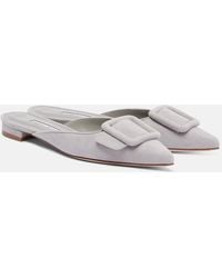Manolo Blahnik - Maysale Suede Mules - Lyst