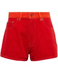 Ganni High-rise Denim Shorts - Red