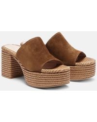 Gianvito Rossi - Suede Platform Espadrille Mules - Lyst