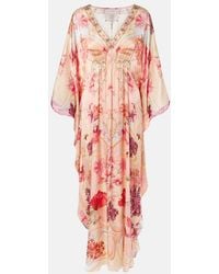 CAMILLA - Embellished Floral Silk Kaftan - Lyst