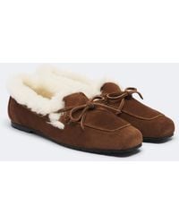 Aeyde - Jasper Shearling-Lined Suede Boat Shoes - Lyst