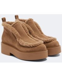Gianvito Rossi - Yari Shearling-Lined Suede Ankle Boots - Lyst