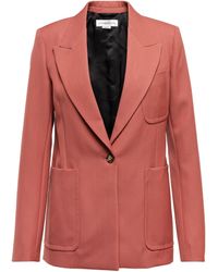 sport coats and suit jackets Victoria Beckham Checked Wool-blend Twill Blazer in Natural Womens Clothing Jackets Blazers 
