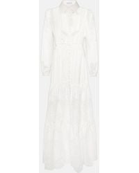 Self-Portrait - Lace-Trimmed Cotton Maxi Dress - Lyst
