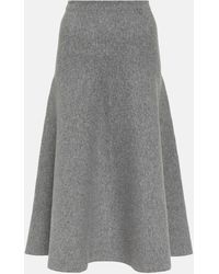 Valentino - High-rise Wool-blend Midi Skirt - Lyst