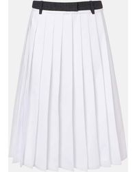 Prada - Falda Midi De Algodon Plisada - Lyst