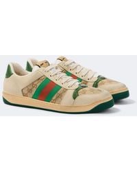 Gucci - Screener Sneakers Aus Gg Supreme Stoff Und Used-Leder - Lyst