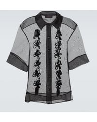 Simone Rocha - Floral-Applique Sheer Silk Shirt - Lyst