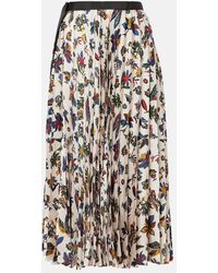Sacai - Printed Pleated Midi Skirt - Lyst