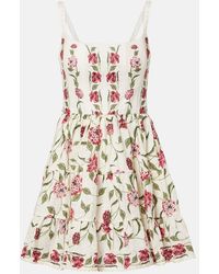 Agua Bendita - Granadilla Floral Linen Minidress - Lyst