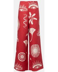Cala De La Cruz - Pantalones Anchos Toya De Lino Estampados - Lyst
