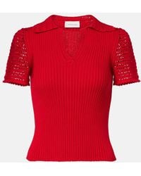 Magda Butrym - Crochet-Trimmed Cotton Polo Shirt - Lyst