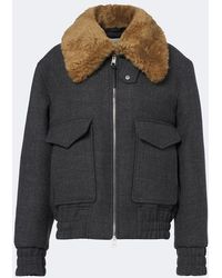Ami Paris - Shearling-Trimmed Virgin Wool Blouson Jacket - Lyst