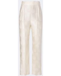 Valentino - Polka-Dot Silk Jacquard Slim Pants - Lyst