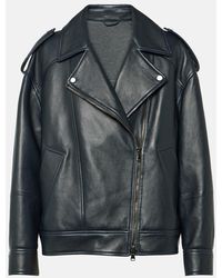 Brunello Cucinelli - Oversized Leather Biker Jacket - Lyst