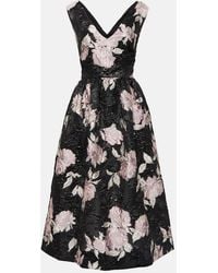 Monique Lhuillier - Floral Jacquard Midi Dress - Lyst