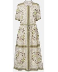 Tory Burch - Printed Silk And Cotton Midi Dress - Lyst