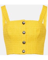 Alessandra Rich - Embellished Tweed Crop Top - Lyst