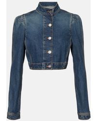 Alaïa - Cropped Denim Jacket - Lyst