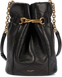 Saint Laurent Le Maillon Leather Bucket Bag - Black