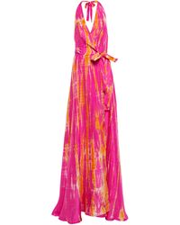 Anna Kosturova Tie-dye Silk Halterneck Maxi Dress - Pink