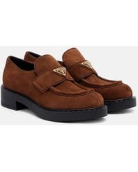 Prada - Chocolate Suede Loafers - Lyst