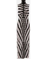 The Attico - Zebra-print High-neck Midi Dress - Lyst