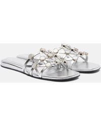 The Attico - Grid Embellished Leather Flat Sandals - Lyst