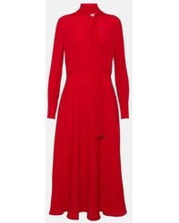 Valentino - Tie-Neck Silk Midi Dress - Lyst