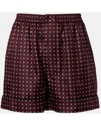 Saint Laurent - Printed Silk Satin Shorts - Lyst