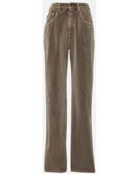 Brunello Cucinelli - Mid-Rise Cotton Velvet Straight Pants - Lyst