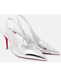 Christian Louboutin - Posticha 80 Metallic Leather Slingback Pumps - Lyst