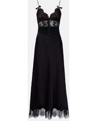 Self-Portrait - Satin And Lace Maxi Dress - Lyst