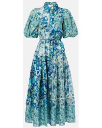 ALÉMAIS - Sacha Floral Ramie Midi Shirt Dress - Lyst