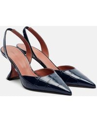 AMINA MUADDI - Holli Croc-Effect Leather Slingback Pumps - Lyst