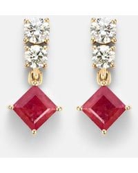 STONE AND STRAND - 14Kt Earrings With Diamonds, Sapphire, And Ruby - Lyst