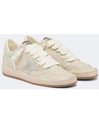Golden Goose - Ball Star Suede-Trimmed Leather Sneakers - Lyst