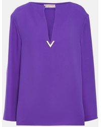 Valentino - Blusa Cady Couture de seda - Lyst