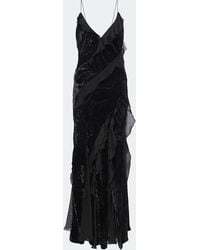 Roberto Cavalli - Embellished Ruffled Velvet Gown - Lyst