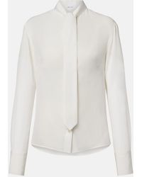 McQueen - Tie-Neck Crepe De Chine Blouse - Lyst